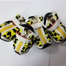 한정판매[도기스쿨]호피무늬 1호 강아지신발 사이즈 가로 3.6cm 세로 4.8cm 몸무게2.5~3.5kg, 옐로우