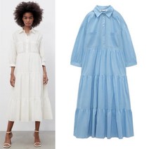 ZARA 코튼 셔츠 롱 원피스 2color
