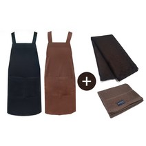 바리스타 실기시험세트 (앞치마1+린넨타월2+행주4), 블랙앞치마