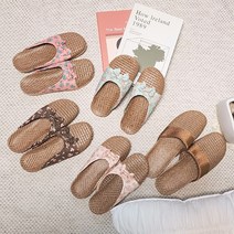 뭉게구름 라탄 플라워 뮬 슬리퍼 여름 왕골 거실화 층간소음방지 실내화, M, 브라운