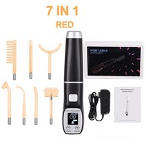 고주파 온열 치료기 전극 지팡이 얼굴 기계 스팟 여드름 리무버 스킨 케어 스파 마사지, 06 7 in 1 Red-Black, 7 in 1 Red-Black