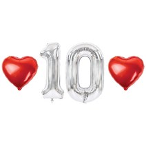 10 숫자 하트 풍선 세트, 05.실버 10
