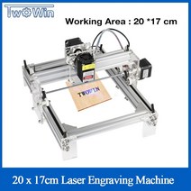 나사못 목재피스 스텐피스 빅 파워 레이저 20W 데스크탑 DIY 바이올렛 조각 기계 그림 CNC 프린터 작업 영역 20cm x 17cm 라우터 조각사, [03] 2500mw Laser, [02] EU Plug