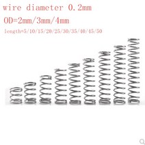 20 개 몫 0.2mm 스테인레스 스틸 마이크로 소형 압축 스프링 OD 2mm, 3mm, 25mm, 25mm