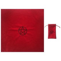 타로 스프레드천 원형 타로카드 러그 가방이 달린 오각형 식탁보 벨벳 제단 천 펜타클, 빨간색