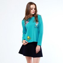 토키도키 자수 패턴 포인트 옆트임 라운드 티셔츠 WL16FW 05MTW