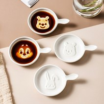 라슈에뜨 디즈니 캐릭터 모양 간장종지 4P 1세트 선물용 간장 소스팟 그릇 도자기 용기