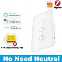 Tuya ZigBee 3.0 스위치 중성선 불필요 123 갱 커패시터 알렉사 구글 홈 얀덱스와 작동, 03 White 3 Gang US
