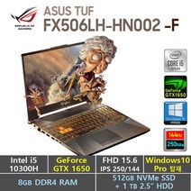 [가성비!갑!] ASUS TUF FX506LH-HN002 + Window10 Pro포함 / GTX1650, WIN10 Pro, 8GB, 1536GB, Intel Core i5 10300H, 포트리스 그레이