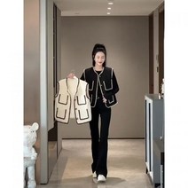 가을 프리미엄 블랙 민소매 베스트 자켓 여성