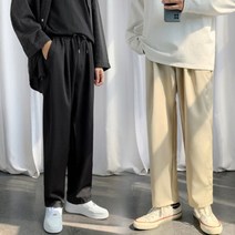 CØupang ⁀‿⁀남자 통 넓은 바지 편한 허리 밴딩 가벼운 외출 바지 남성바지 남자슬랙스 남자바지 밴딩와이드팬츠 슬랙스Ｇo질라몰
