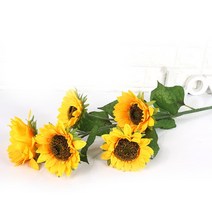 인테리어 조화 장식 소품 5송이 해바라기 조화가지, 옐로우