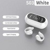 골전도 블루투스 이어폰 골밀도 HIFI 이어 클립 에어 컨덕션 헤드폰 노이즈 캔슬링 무선 5.2 헤드셋 스포츠 터치 버드 상품, [02] White