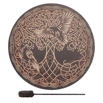 샤먼 드럼 Shaman Drum 트리 생명의 새 시베리안 드럼 손 디자인 샤먼 드럼 스틱 상징 시베리아, tree of Life