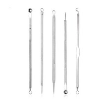 5Pcs Blackhead Whitehead 여드름 명소 Comedone 여드름 추출기 리무버 포퍼 도구 키트 얼굴 비취 롤러 얼, 01 WHITE
