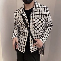 니트 코트 봄가을 트렌드 체크무늬 셔츠 남자 재킷 캐쥬얼 건달카리스마 남성의류 상의 중국식홑저고리 4998007314