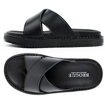 브로그맨 남자슬리퍼 소가죽 키높이 통굽 실내화 시원한 여름 3.5cm