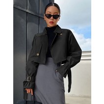 l2023신상l DAZY 버클 래글런 슬리브 견장 디자인 크롭 트렌치코트 217370