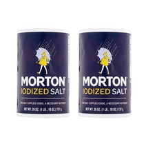 Morton Salt Iodized Sea Salt 몰튼 요오드 씨 솔트 바다소금 26oz(737g) 2팩, 1개