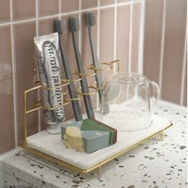 규조토칫솔꽂이 규조토 트레이 치약꽂이 전동칫솔 거치대 면도기꽂이, M, 1개, TH골드화이트