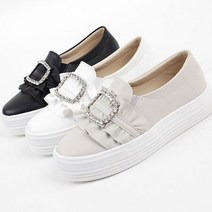 여성 큐빅 슬립온 단화 운동 데일리 캐주얼 여친룩 ..