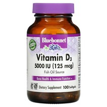 블루보넷 vitamin D 비타민D 디3 125 mcg (5 000 IU) 100 연질캡슐
