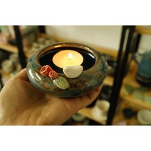 [철수네도예공방]꽃과새 캔들홀더겸 미니수반/티라이홀더/도자기미니수반, 포장안함