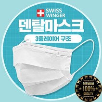 인증평가합격 고급 1회용 3중 덴탈마스크 대형 50매, 4box