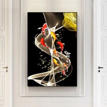 춘예화원 집에 걸면 좋은 구어도 그림 벽에 사진 걸기 두꺼비집 커버 물고기 돈을 복을 부르는 황금 잉어 액자 타입F, 타입A