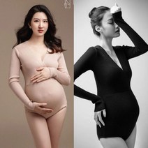 임산부 만삭 촬영 바디 수트 의상 원피스 화보 임부복 골지 니트 랩 스튜디오 스냅 웨딩 블랙 베이지 소품 흑백 셀프 긴팔 체형 보정 사진