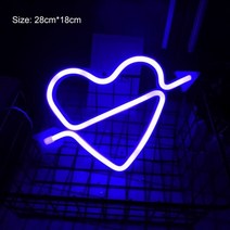 KUUPLE LED 네온 사인 Love Signs Light 웨딩 파티 키즈 룸 거실 바 펍 호텔 Xmas 선물용 벽 장식 조명, Cupid-Blue