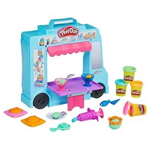 Play-Doh 플레이도우 아이스크림 트럭 놀이 세트 역할 놀이 장난감 20가지 도구 포함 5가지 모델링 컴파운드 색상 250가지 이상의 조합 가능, Frustration-Free Packaging