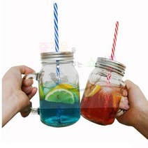 ◆JOONA★ YJ 드링크자 450ML 1EA 유리머그컵 드링킹자 뚜껑있는머그컵 빨대머그컵