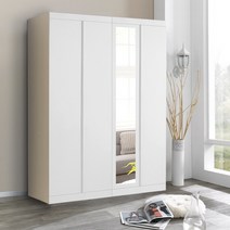 로즈키높이 1600옷장세트 (옷장 + 긴문장), 화이트, 02-3_로즈키높이 옷장 + 거울 정리장