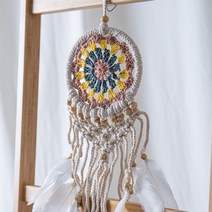가배상점 라탄 마크라메 드림캐쳐 옐로네이비 12cm