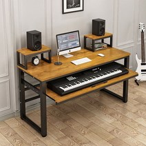 나혼산 작곡 편곡 테이블 작업대 미디테이블 건반 스튜디오 녹음 데스크 녹음식 게이밍 제작 튜닝, 120 블랙 프레임 + 오크 컬러 피아노 홀더 길이 1