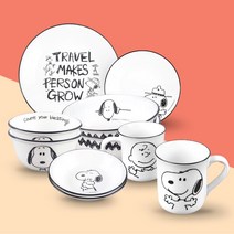 코렐 스누피 찰리 10P 2인 식기세트 모노 피너츠 접시