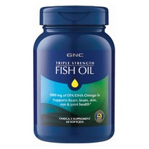 GNC 피쉬오일 1000mg 오메가3 60정 도코사헥사에노익산 에이코사펜타엔산, 1개, 기본