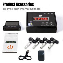 자동차 TPMS 타이어 압력 모니터링 시스템 태양광 디지털 LCD 디스플레이 알람 온도 경고 4 륜 센서106790, Internal Sensor
