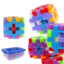 같은공간-아하토이 꼬마 사각 블럭 200pcs + 보관함 포함 블록놀이 어린이교구 블록 놀이장난감 창의력-SS, 본상품