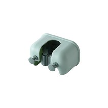 욕실 대걸레 클램프 더블버튼 대걸레 헴펜 거치대 행주 플라스틱 빗자루 클램프 벽걸이, 노르딕그린