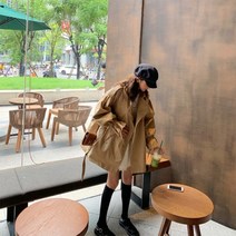 DAPANDA 트렌치코트 여자 하프코트 2020 가을 스타일 유행하는 훌리건 스트리트 카키 코트
