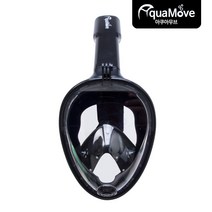 아쿠아무브 스노클링 풀페이스 마스크, 4.블랙 S/M(여성및아동), 1개