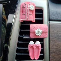 다사가 명품 여성 차량용 석고 방향제 송풍구 클립, 클러치백, 블랙, 아쿠아키스