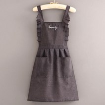 애견미용복 애견미용사 프릴 앞치마 유니폼 긴팔 민소매 수제간식 카페 감성, 도트 스트랩, 1개