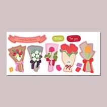 미스타이니 씰스티커 모음, 1매, 꽃다발