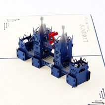 생일축하카드 팝업카드 메세지 세트3D 팝업 초대장 카드 3D 종이 세계 명소, 09 London Bridge-blue