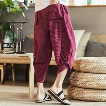 남자 와이드 배기팬츠 스트라이프 캐주얼 7부 바지 SFW0317008