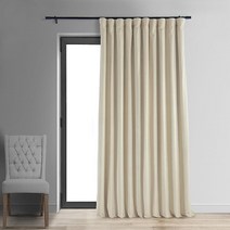 HPD Half Price Drapes 시그니처 암막 벨벳 커튼 274.3cm 길이 엑스트라 와이드 열 & 풀 라이트 차단 암막 커튼 침실 및 거실용 (패널 1개) 너비 254., Primary White