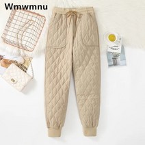 우모복 백패킹 우모 보온 패딩 다운 바지 겨울 면 초경량 특대 조깅 여성 캐주얼 따뜻한 느슨한 하렘 pantalones 두꺼운 하이 웨이스트 카프리